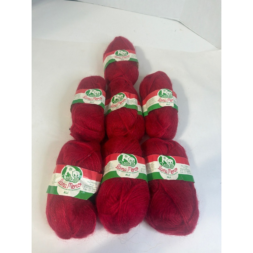 Lana Moro Ali Red Mohair Wool Blend Yarn Made in Italy 7 Skeins Lot 2603 4494